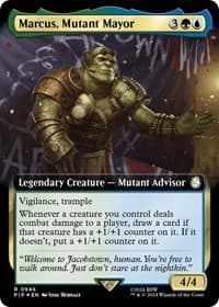 Marcus, Mutant Mayor (Extended Art) (Surge Foil) - Universes Beyond: Fallout - Magic: The Gathering card