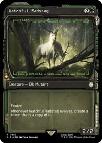 Watchful Radstag (Showcase) (Surge Foil) - Universes Beyond: Fallout - Magic: The Gathering card