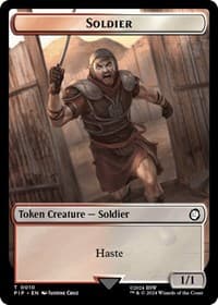 Soldier (0010) // Warrior Double-Sided Token - Universes Beyond: Fallout - Magic: The Gathering card