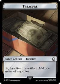 Treasure (0019) // Alien Double-Sided Token - Universes Beyond: Fallout - Magic: The Gathering card