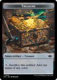 Treasure // Human Warrior Double-Sided Token - Outlaws of Thunder Junction - Magic: The Gathering card
