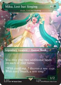 Miku, Lost but Singing - Azusa, Lost but Seeking (Rainbow Foil) - Secret Lair Drop Series - Magic: The Gathering card