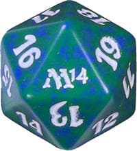 Magic 2014 (M14) Spindown Die - Green - Wizards of the Coast Dice - Life Counters card