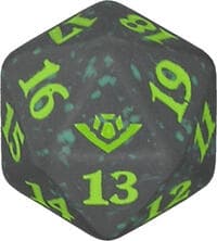 Outlaws of Thunder Junction Spindown Die - Green - Wizards of the Coast Dice - Life Counters card