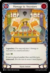 Homage to Ancestors - Blitz Deck: Part the Mistveil - Enigma - Flesh and Blood TCG card