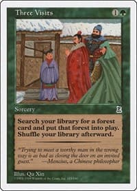 Three Visits - Portal Three Kingdoms - Magic: The Gathering card