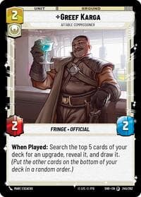 Greef Karga - Affable Commissioner - Shadows of the Galaxy - Star Wars: Unlimited card