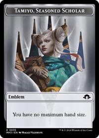 Emblem - Tamiyo, Seasoned Scholar // Energy Reserve Double-Sided Token - Modern Horizons 3 - Magic: The Gathering card