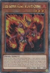 Red Lotus King, Flame Crime (Quarter Century Secret Rare) - Battles of Legend: Terminal Revenge - YuGiOh card