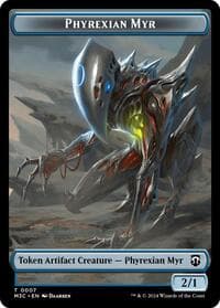 Phyrexian Myr (Ripple Foil)  // Servo Double-Sided Token - Commander: Modern Horizons 3 - Magic: The Gathering card