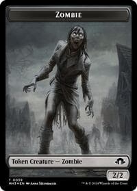 Zombie (Ripple Foil) // Elephant Double-Sided Token - Commander: Modern Horizons 3 - Magic: The Gathering card