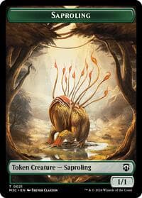 Saproling (Ripple Foil) // Emblem - Garruk, Apex Predator Double-Sided Token - Commander: Modern Horizons 3 - Magic: The Gathering card