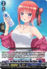 Love Means Full Speed Ahead, Nino Nakano (EXRRR) - DZ-BT02: Illusionless Strife - Cardfight Vanguard card