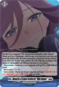 Memories of School Festival for "Miku Nakano" (EXC) - DZ-BT02: Illusionless Strife - Cardfight Vanguard card