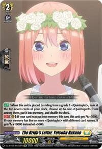 The Bride's Letter, Yotsuba Nakano (EXC) - DZ-BT02: Illusionless Strife - Cardfight Vanguard card