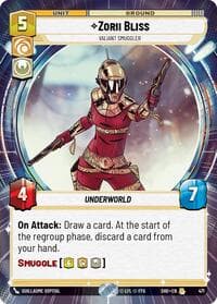 Zorii Bliss - Valiant Smuggler (Hyperspace) - Shadows of the Galaxy - Star Wars: Unlimited card