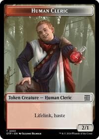 Human Cleric // Plot Double-Sided Token - Outlaws of Thunder Junction: Breaking News - Magic: The Gathering card