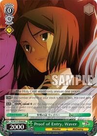 Proof of Entry, Waver - Fate/Zero Chronicle Set - Weiss Schwarz card