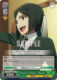 Proof of Entry, Waver (TD) - Fate/Zero Chronicle Set - Weiss Schwarz card