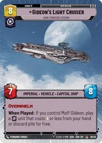 Gideon's Light Cruiser - Dark Troopers' Station (Hyperspace) - Shadows of the Galaxy: Weekly Play Promos - Star Wars: Unlimited card