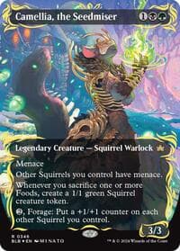Camellia, the Seedmiser (Borderless) (Raised Foil) - Bloomburrow - Magic: The Gathering card