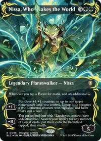 Nissa, Who Shakes the World (Borderless) (Raised Foil) - Commander: Bloomburrow - Magic: The Gathering card