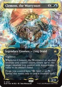 Clement, the Worrywort (Borderless) (Raised Foil) - Bloomburrow - Magic: The Gathering card