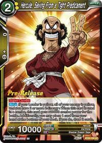 Hercule, Saving From a Tight Predicament - Legend of the Dragon Balls Pre-Release Cards - Dragon Ball Super: Masters card