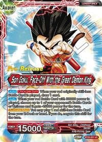 Son Goku // Son Goku Face-Off With the Great Demon King - Legend of the Dragon Balls Pre-Release Cards - Dragon Ball Super: Masters card