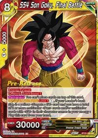 SS4 Son Goku, Final Battle - Legend of the Dragon Balls Pre-Release Cards - Dragon Ball Super: Masters card