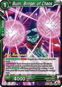 Bujin, Bringer of Chaos - Legend of the Dragon Balls Pre-Release Cards - Dragon Ball Super: Masters card