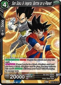 Son Goku & Vegeta, Battle on a Planet - Legend of the Dragon Balls Pre-Release Cards - Dragon Ball Super: Masters card