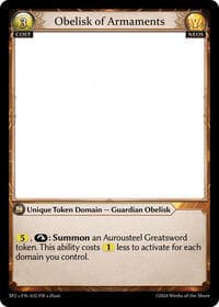 Obelisk of Armaments - Supporter Pack 2 - Grand Archive TCG card