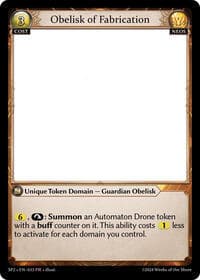 Obelisk of Fabrication - Supporter Pack 2 - Grand Archive TCG card