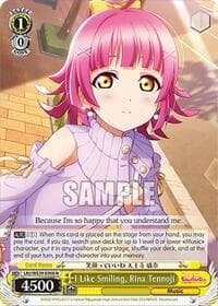 I Like Smiling, Rina Tennoji - Love Live! School Idol Festival Series 10th Anniversary Premium Booster - Weiss Schwarz card
