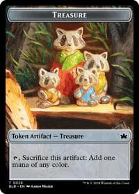 Treasure // Steampath Charger Double-Sided Token - Bloomburrow - Magic: The Gathering card