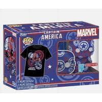 Art Series Captain America T-Shirt & Bobblehead - Size XL - Pop! Vinyl - Funko card