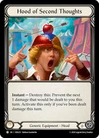 Hood of Second Thoughts - Rosetta - Flesh and Blood TCG card