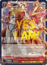 Creation of Flames, Avdol & M.R (JJR) - JoJo's Bizarre Adventure: Stardust Crusaders Premium Booster - Weiss Schwarz card