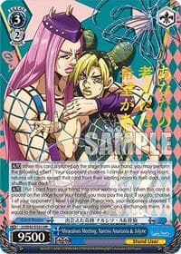 Miraculous Meeting, Narciso Anastasia & Jolyne (JJR) - JoJo's Bizarre Adventure: Stone Ocean Premium Booster - Weiss Schwarz card