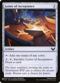 Letter of Acceptance - The List Reprints - Magic: The Gathering card