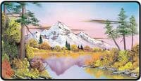 Bob Ross Black-Stitched Playmat - Mighty Mountain Lake - Ultra Pro Playmats - Playmats card