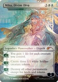 Miku, Divine Diva - Elspeth Tirel (Rainbow Foil) - Secret Lair Drop Series - Magic: The Gathering card
