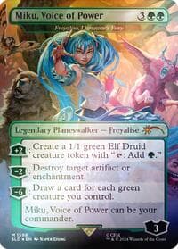 Miku, Voice of Power - Freyalise, Llanowar's Fury (Rainbow Foil) - Secret Lair Drop Series - Magic: The Gathering card