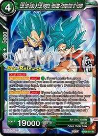 SSB Son Goku & SSB Vegeta, Realized Premonition of Fusion - Ultimate Advent Pre-Release Cards - Dragon Ball Super: Masters card