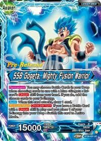 Gogeta // SSB Gogeta, Mighty Fusion Warrior - Ultimate Advent Pre-Release Cards - Dragon Ball Super: Masters card