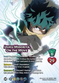 Izuku Midoriya, On the Move // Izuku Midoriya, Quirks Unleashed - Challenger Series: My Hero Academia - Dark Hero Arc - UniVersus card