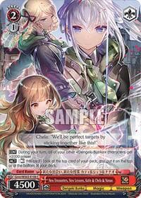 New Encounters, New Lessons, Katie & Chela & Nanao - Dengeki Bunko - Weiss Schwarz card