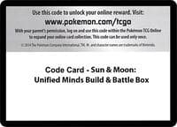 Code Card - Sun & Moon Unified Minds Build & Battle Box - SM - Unified Minds - Pokemon card