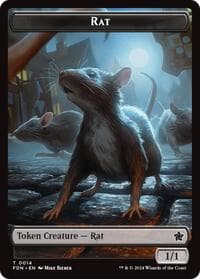 Rat (0014) // Zombie Double-Sided Token - Foundations - Magic: The Gathering card